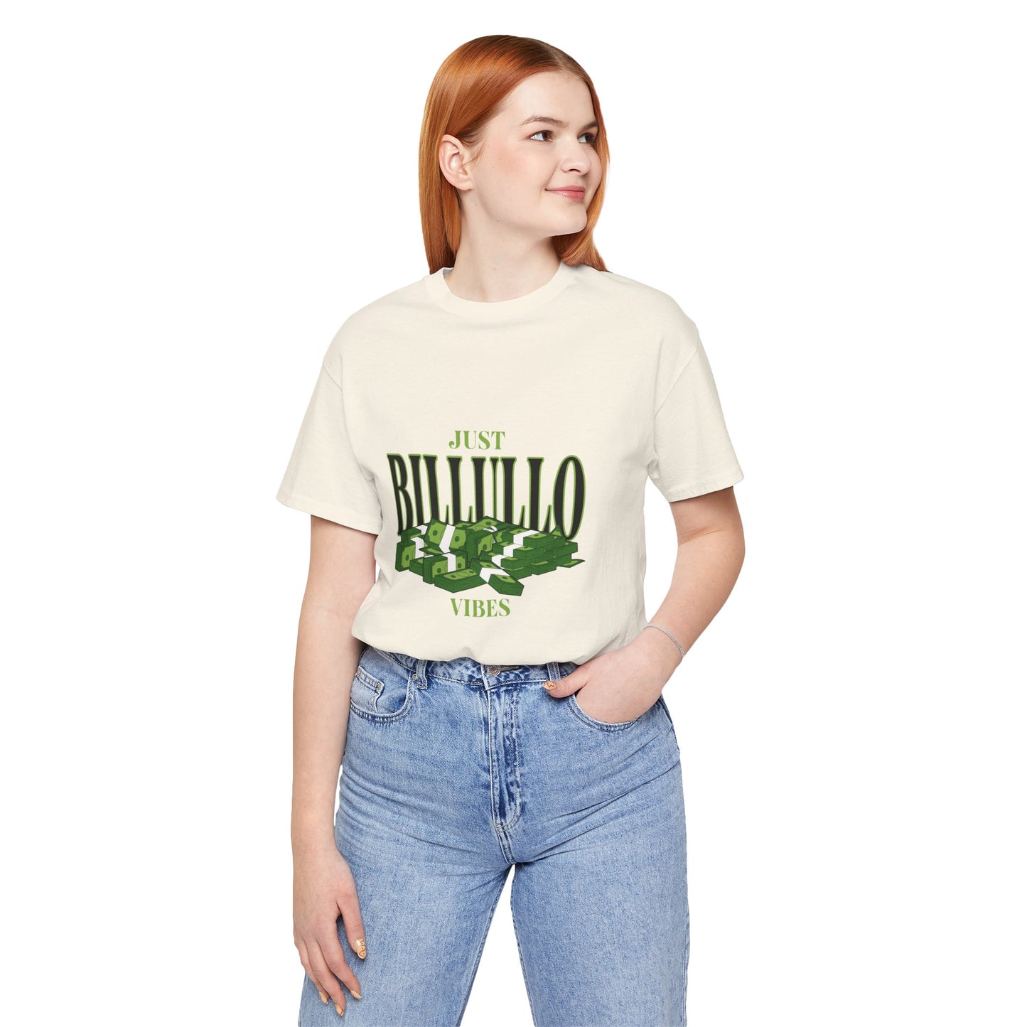 Just Billullo Vibes Tee — Green Camo Money Graphic T-Shirt