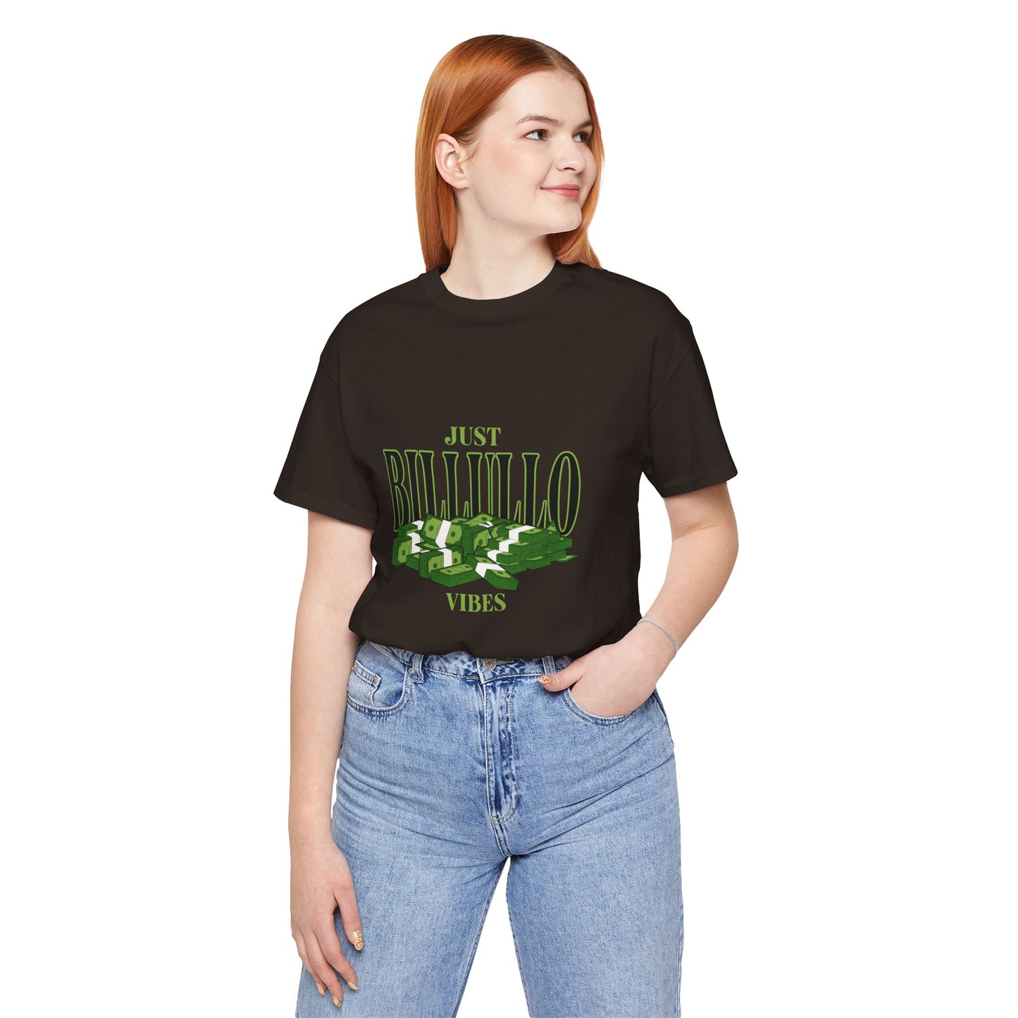 Just Billullo Vibes Tee — Green Camo Money Graphic T-Shirt