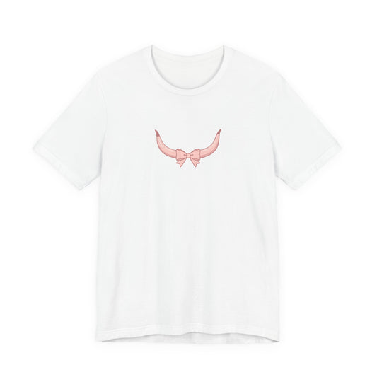 Pastel Pink Ribbon Horns Tee