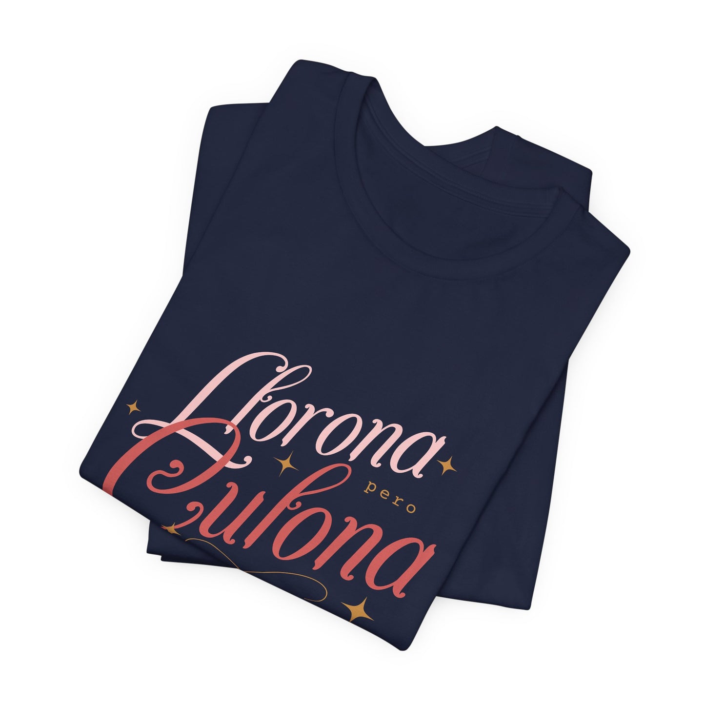 Corona Cubana Script Tee — Retro Cuban Text Graphic T-Shirt