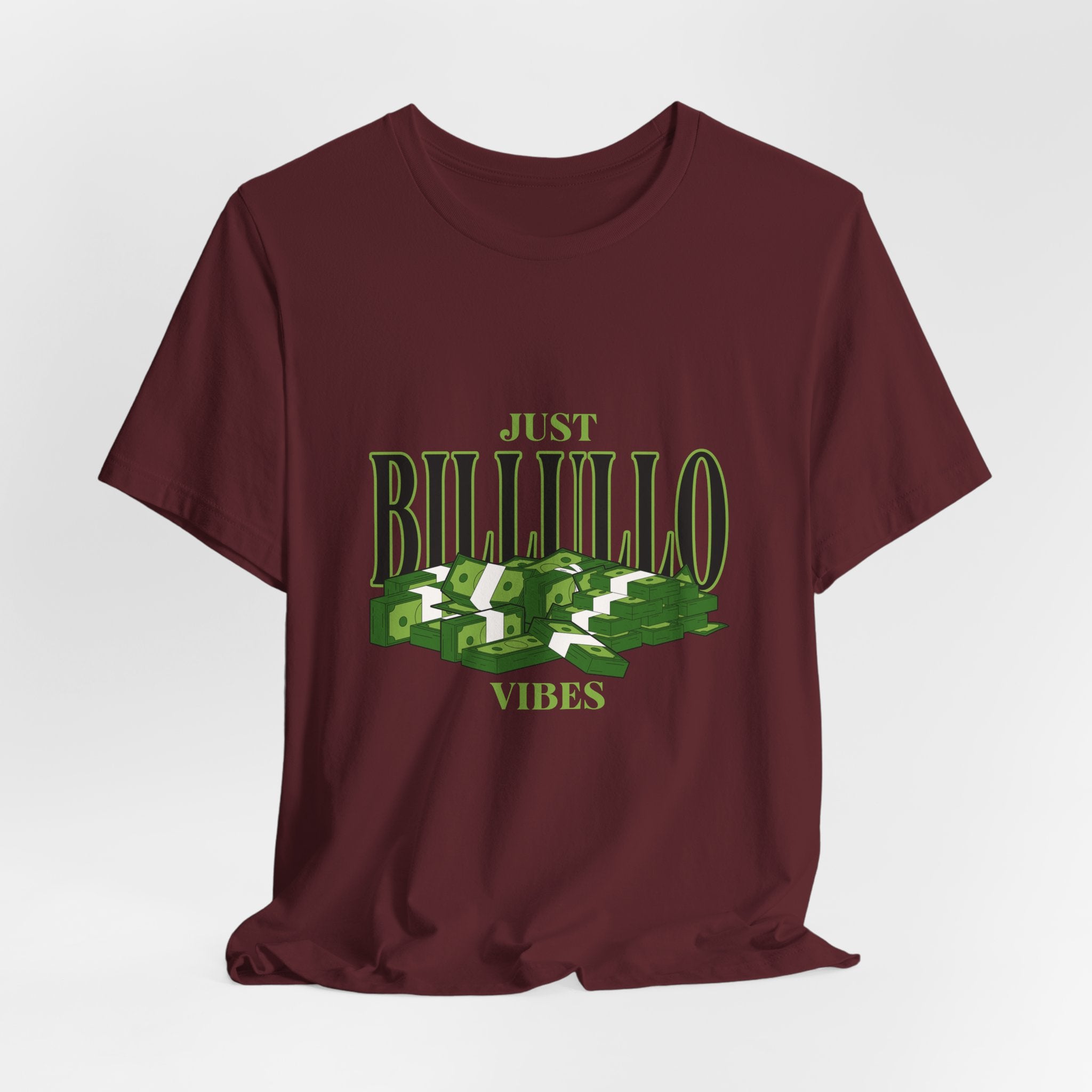 Just Billullo Vibes Tee — Green Camo Money Graphic T-Shirt