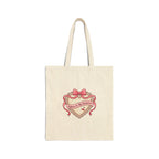 Dainty Ribbon Heart Tote | Coquette, bowcore pastel canvas