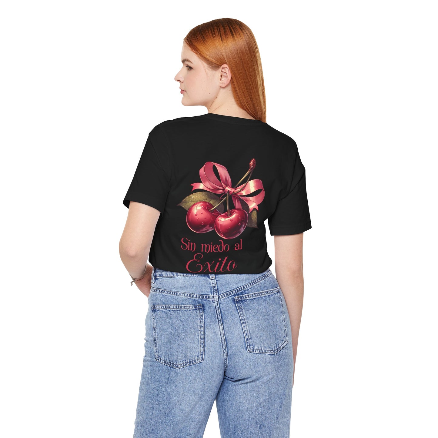 Cherry Ribbon Tee — "Sin miedo al Exito" Inspirational Graphic T-Shirt