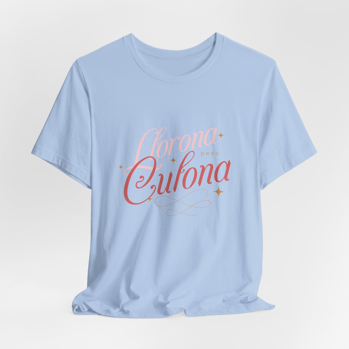 Corona Cubana Script Tee — Retro Cuban Text Graphic T-Shirt