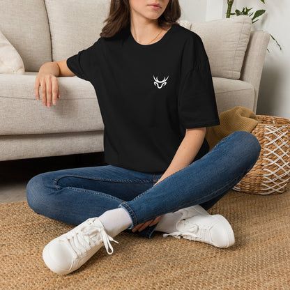 Minimal White T-Shirt with Subtle Embroidered Deer Logo — Casual Everyday Tee