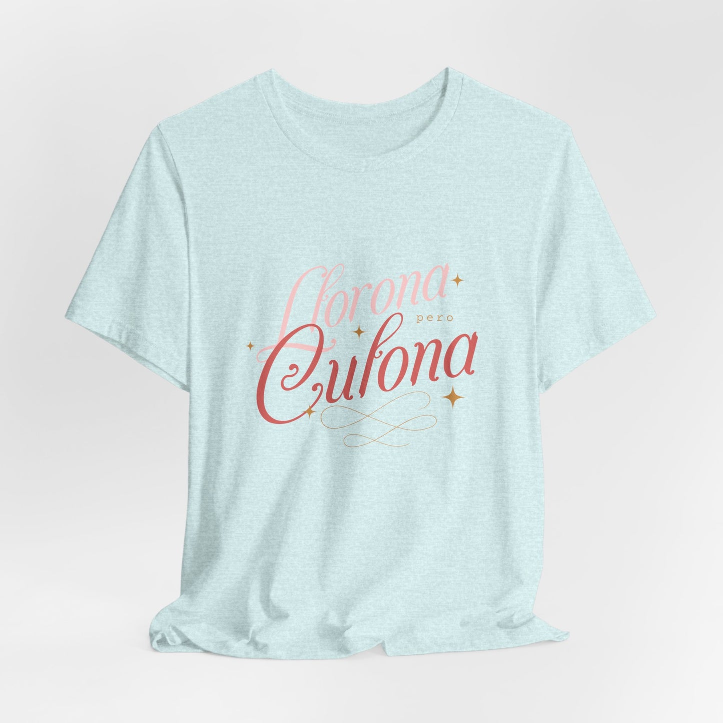 Corona Cubana Script Tee — Retro Cuban Text Graphic T-Shirt