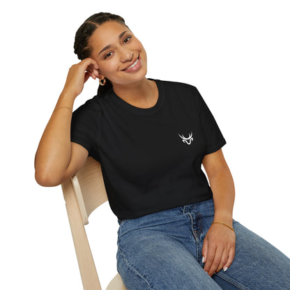 Minimal White T-Shirt with Subtle Embroidered Deer Logo — Casual Everyday Tee