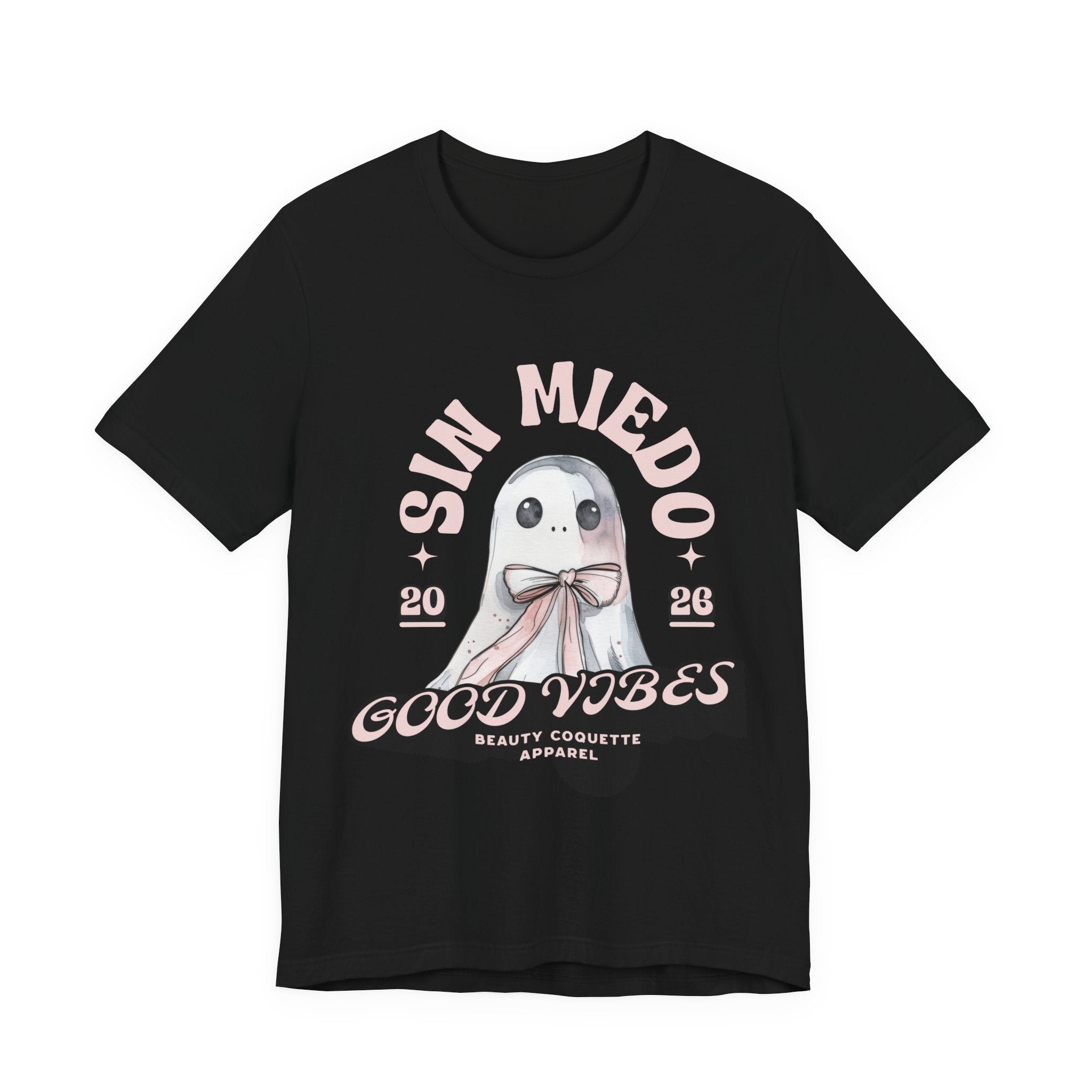 Good Vibes Ghost Tee – "Sin Miedo" Cute Pastel Graphic T-Shirt