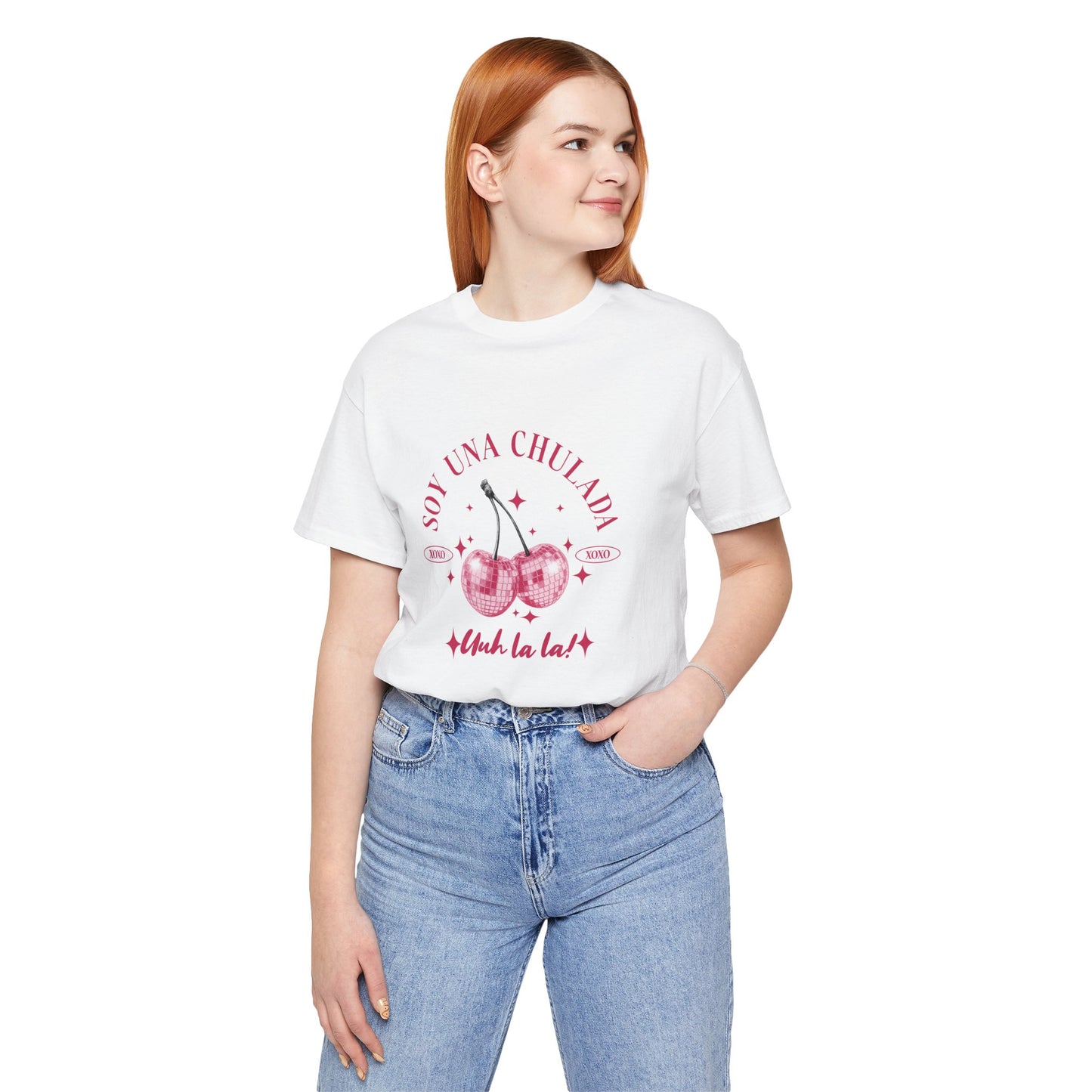 Soy Una Chulada Cherry Tee — Sparkling Pink Disco Cherries "Uh La La" T‑Shirt