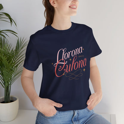 Corona Cubana Script Tee — Retro Cuban Text Graphic T-Shirt