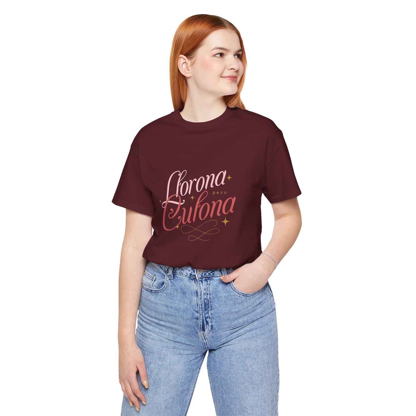 Corona Cubana Script Tee — Retro Cuban Text Graphic T-Shirt