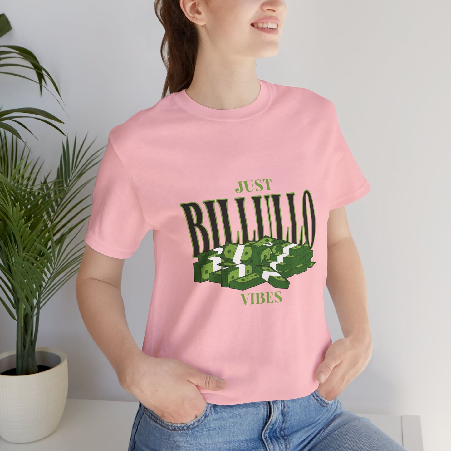 Just Billullo Vibes Tee — Green Camo Money Graphic T-Shirt
