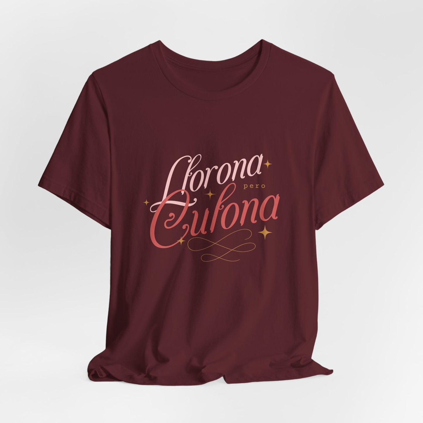 Corona Cubana Script Tee — Retro Cuban Text Graphic T-Shirt