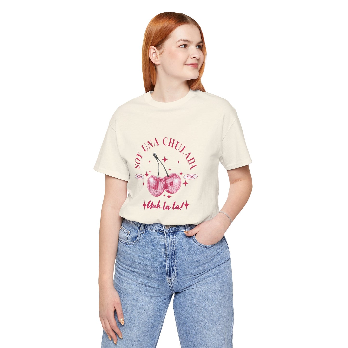 Soy Una Chulada Cherry Tee — Sparkling Pink Disco Cherries "Uh La La" T‑Shirt