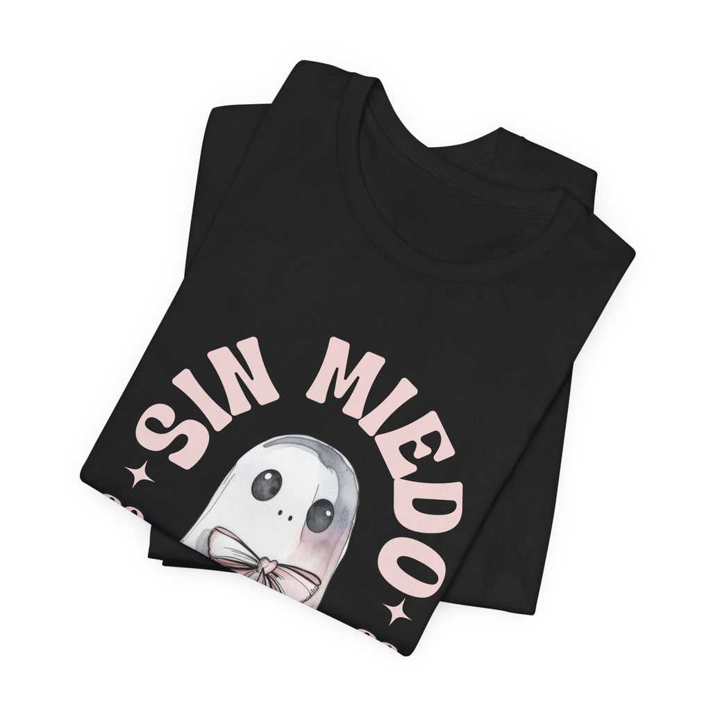 Good Vibes Ghost Tee – "Sin Miedo" Cute Pastel Graphic T-Shirt