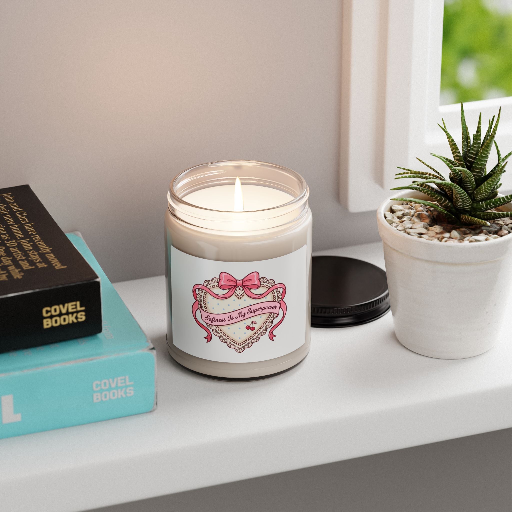 Dainty Ribbon Heart Soy Candle, Coquette Pastel, Bowcore Candle
