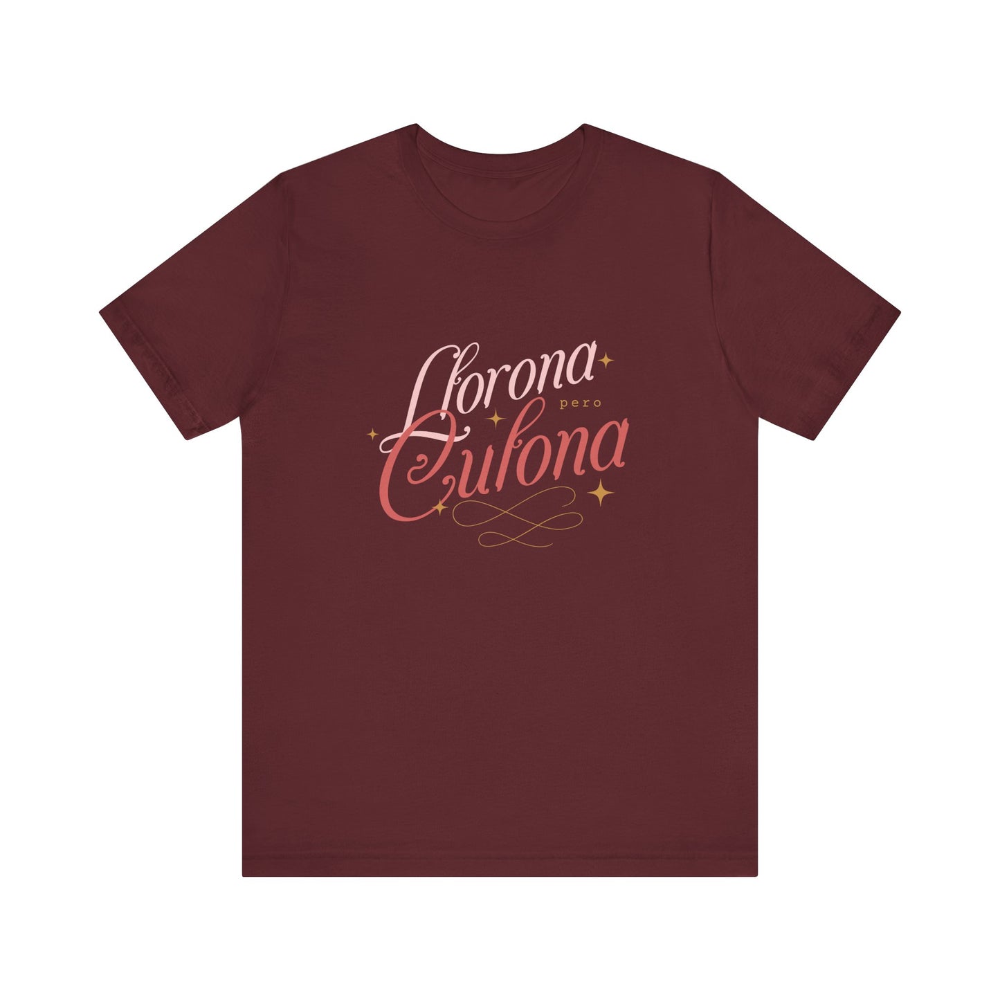 Corona Cubana Script Tee — Retro Cuban Text Graphic T-Shirt
