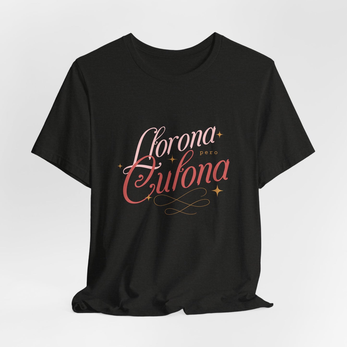Corona Cubana Script Tee — Retro Cuban Text Graphic T-Shirt
