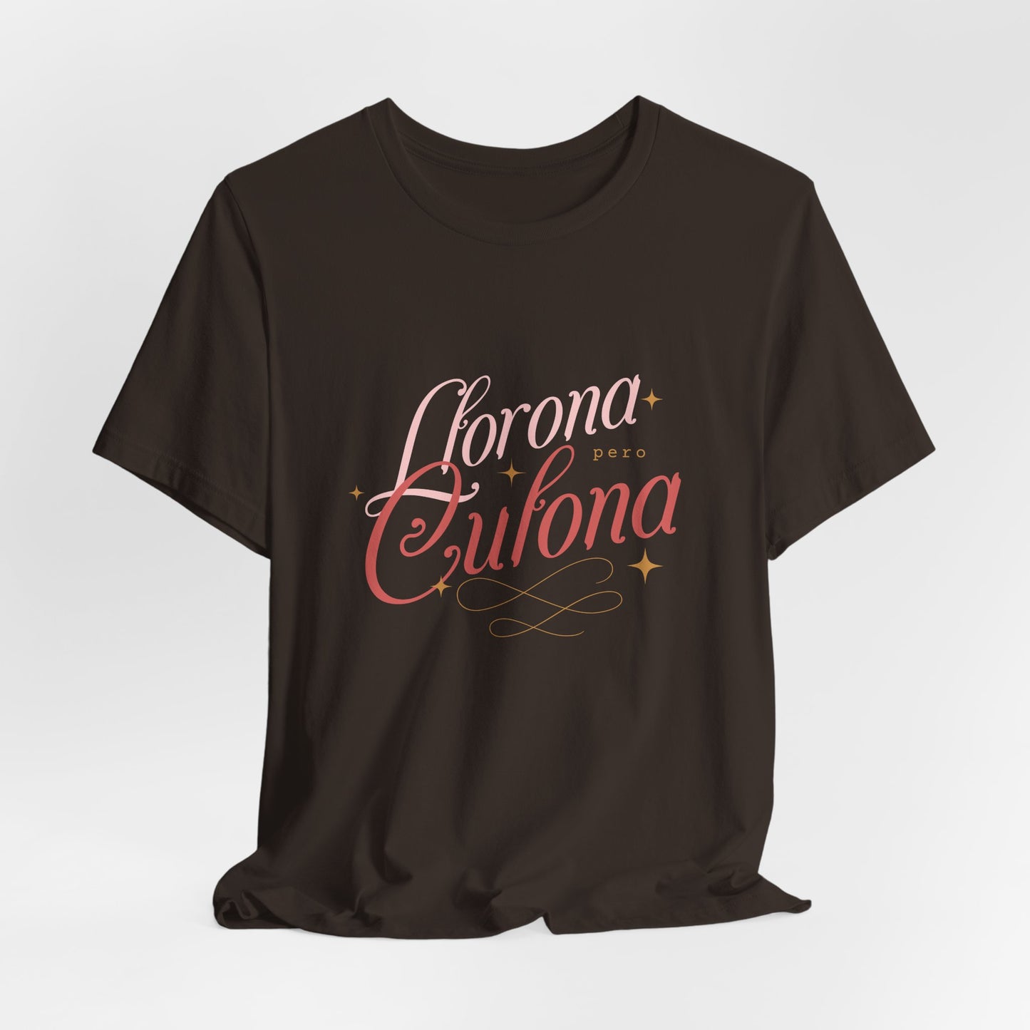 Corona Cubana Script Tee — Retro Cuban Text Graphic T-Shirt