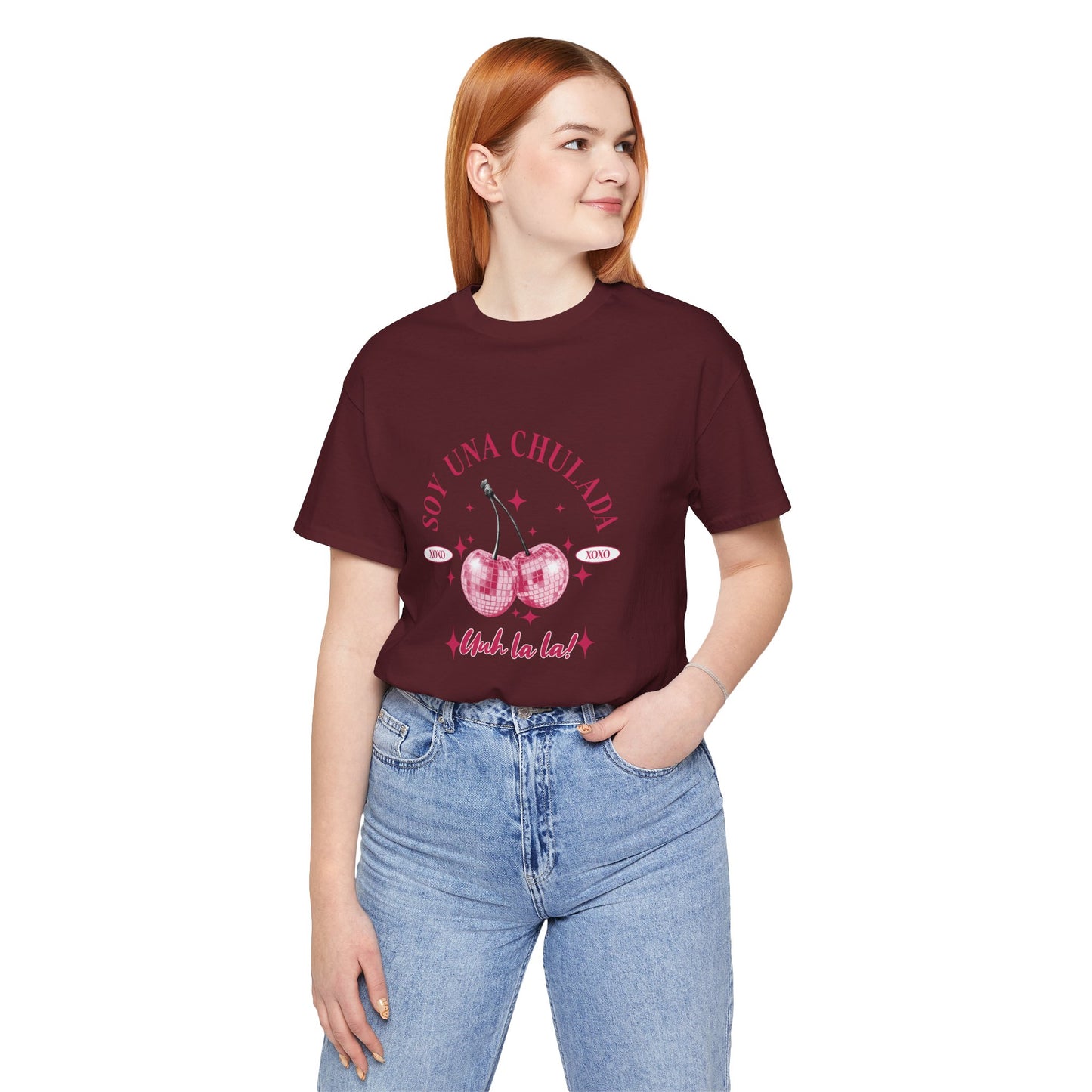 Soy Una Chulada Cherry Tee — Sparkling Pink Disco Cherries "Uh La La" T‑Shirt